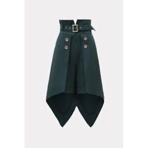 Julia Allert XXL Emerald Green Handkerchief Hem Belted High Waist Shorts NWT